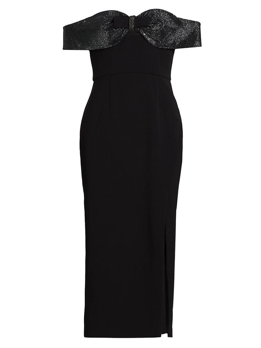 Womens Embellished Crpe Bow Midi-Dress Product Image