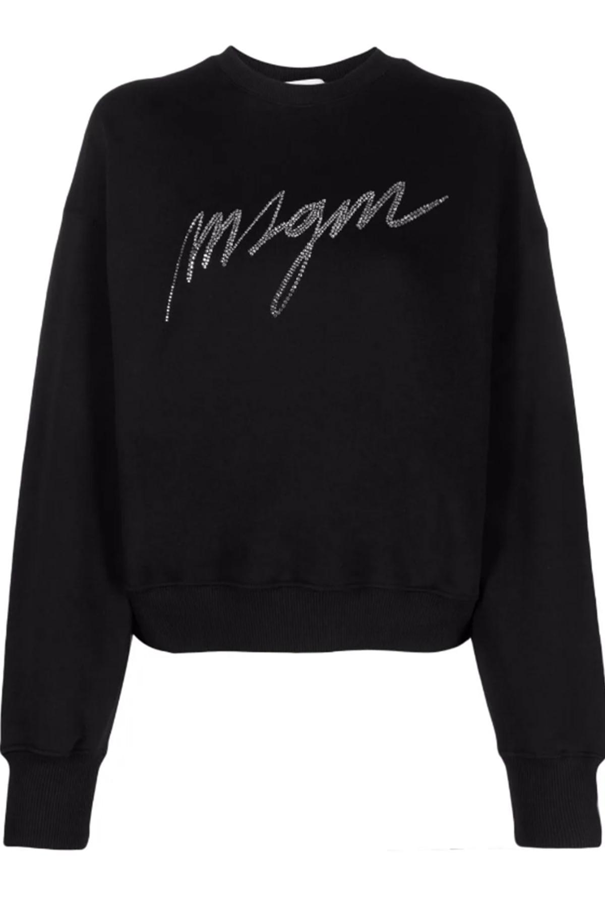 MSGM Rhinestone-embelished Sweatshirt In Nero Neri E Grigi Product Image