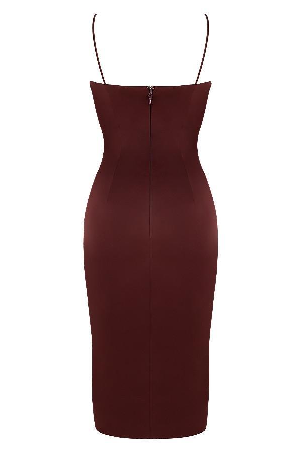 Anja Raisin Satin Corset Midi Dress Product Image