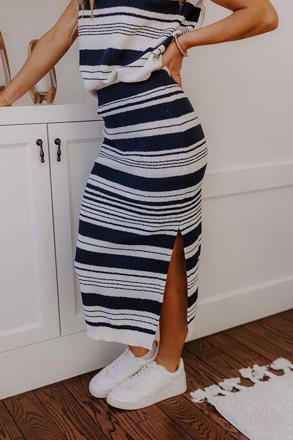 Piers And Cheers High Waist Stripe Knit Skirt Product Image