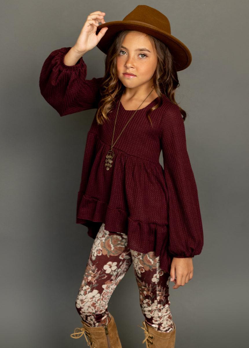 Laila Henley Top in Plum Girls Product Image