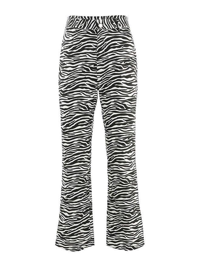 Zebra Print Mopping Straight Pants Product Image