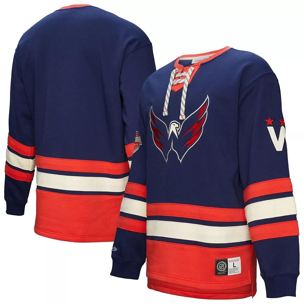 Men's Navy Washington Capitals Heritage Lace-Up Pullover Sweatshirt, Size: XL, Blue Product Image