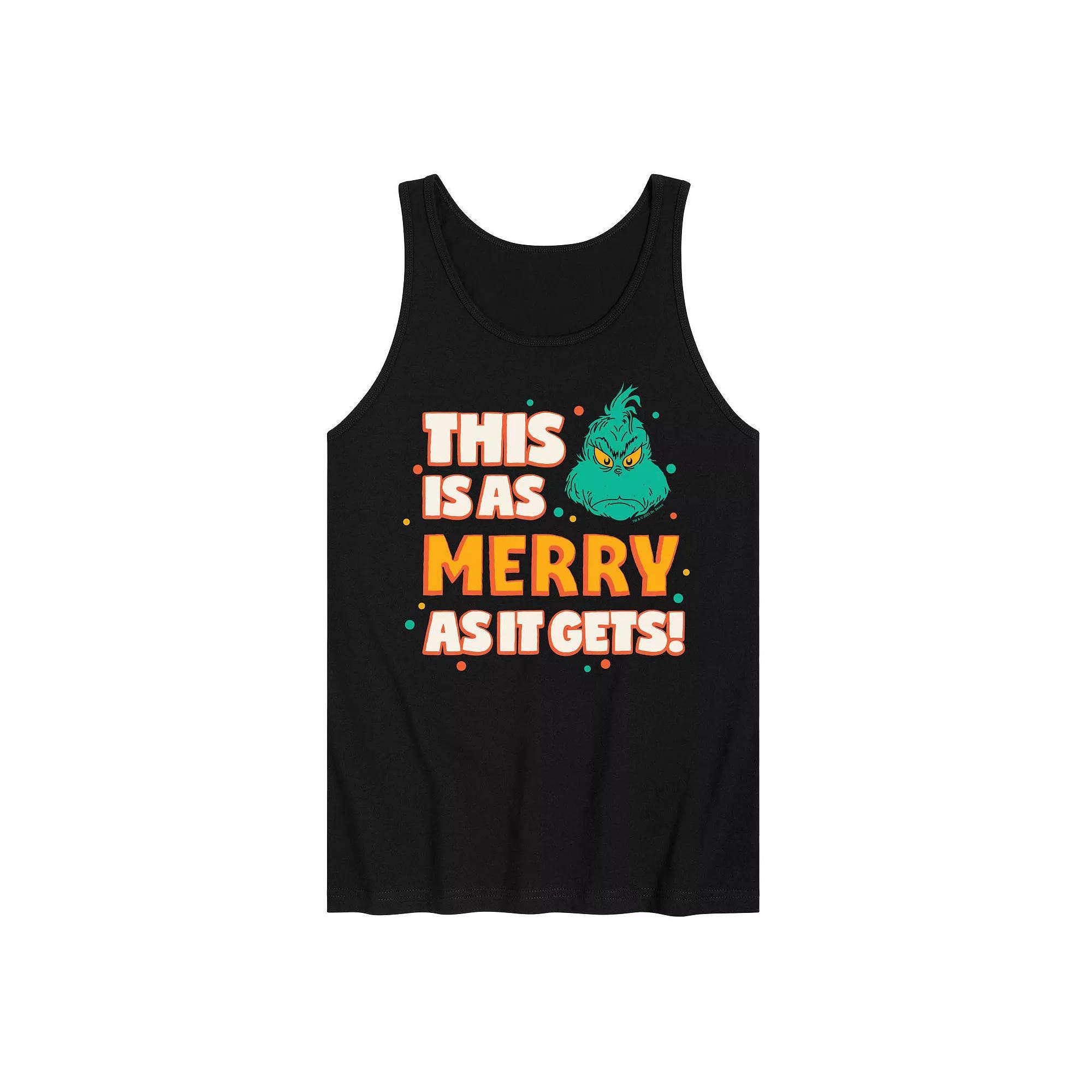 Mens Dr. Seuss The Grinch As Merry As It Gets Graphic Tank Top Product Image