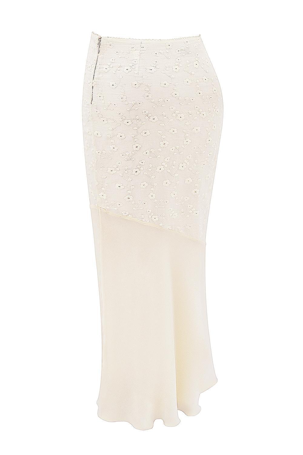 Lana Vintage Cream Cotton Broderie Anglais Maxi Skirt Product Image
