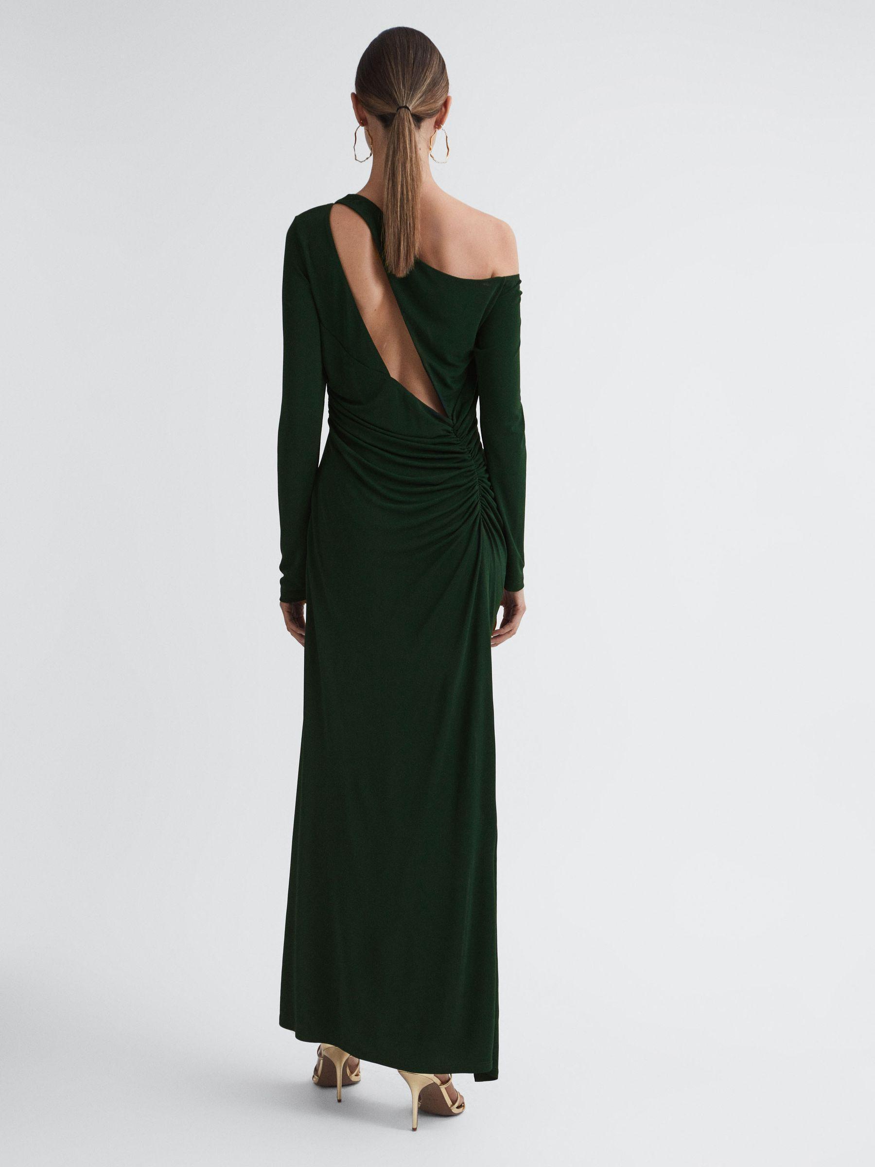 Off-The-Shoulder Cut-Out Maxi Dress in Green Product Image