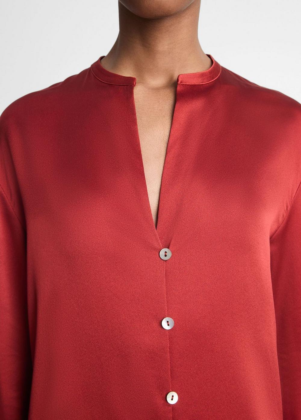 Womens Silk Band-Collar Blouse, Salt Glass, Size XXS Vince Product Image