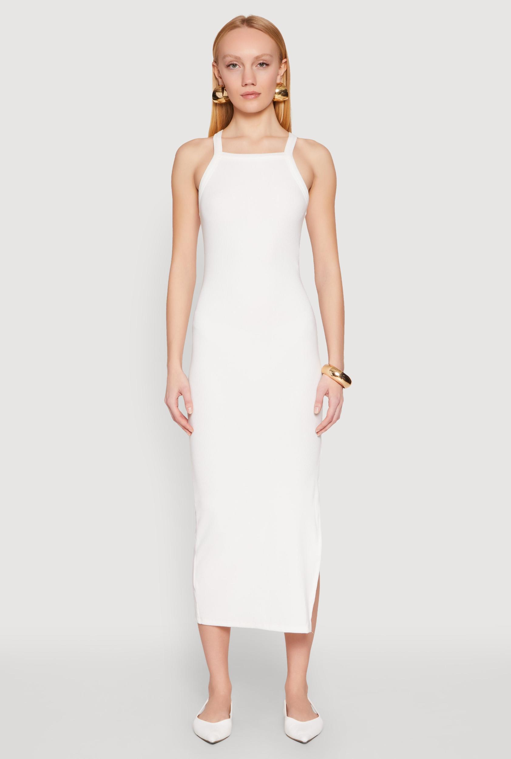 Womens Iris Ribbed Knit Side Slit Dress Product Image