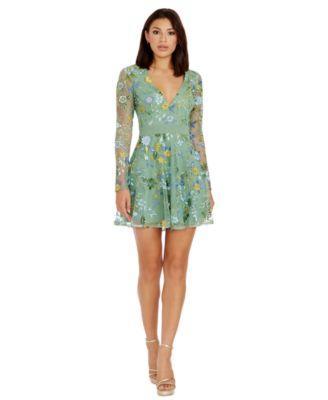 Dress the Population Womens Kari Embroidered Fit & Flare Dress Product Image