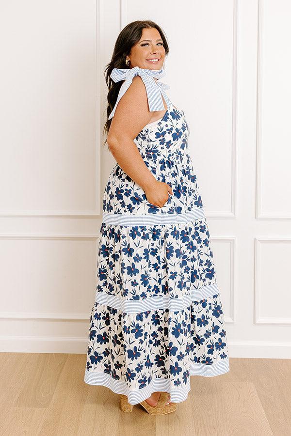 Stroll Through The Park Floral Maxi Dress in Navy Curves Product Image