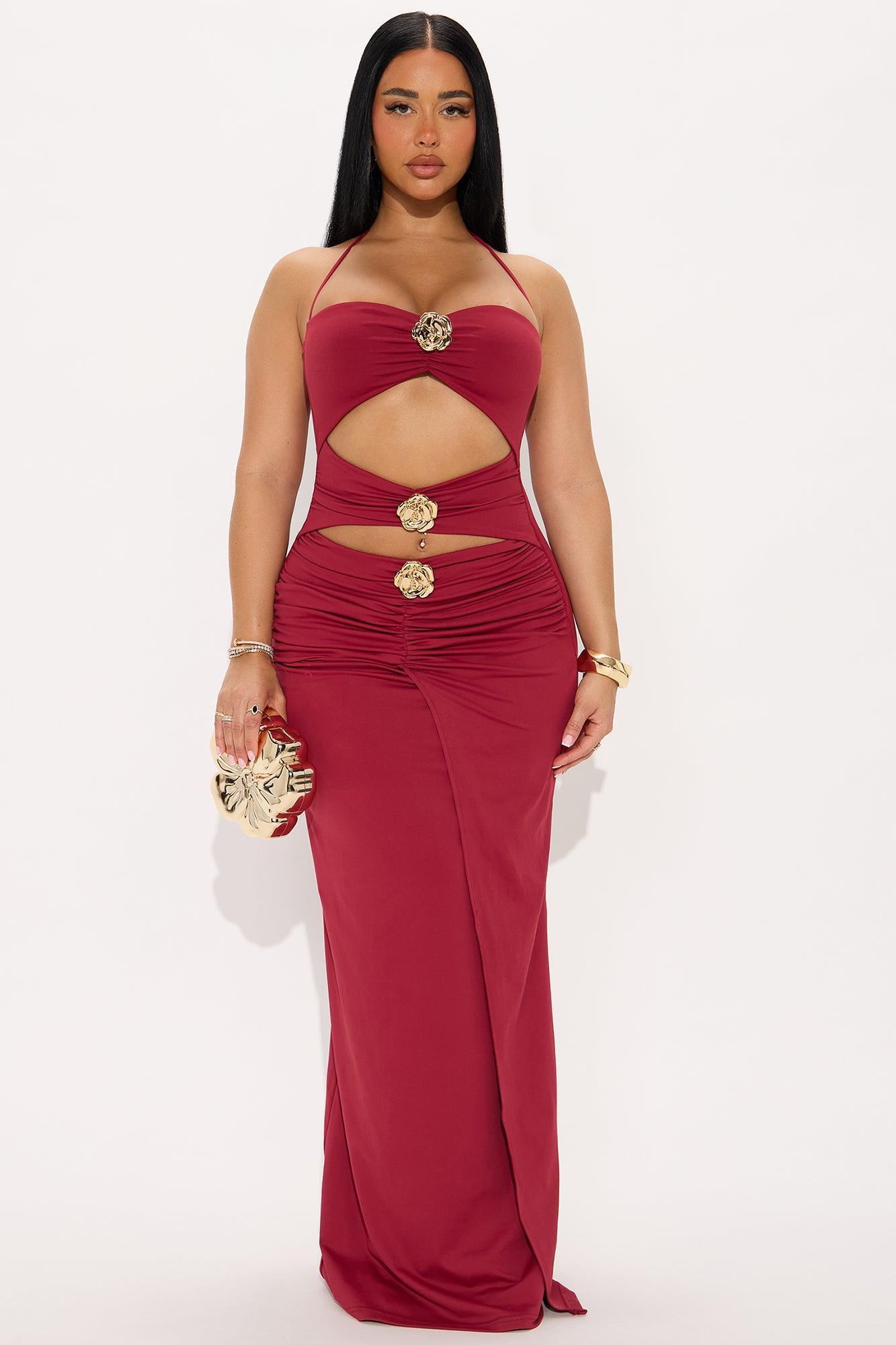 Ellen Cut Out Maxi Dress - Wine Female Product Image