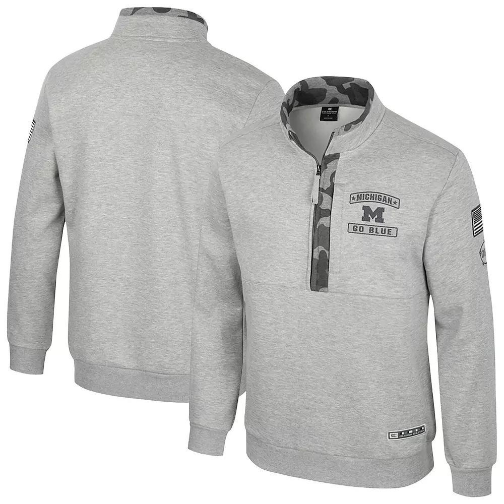 Men's Colosseum Heather Gray Virginia Tech Hokies OORAH OHT Military Appreciation Fleece Quarter-Zip Jacket, Size: 2XL, Grey Product Image