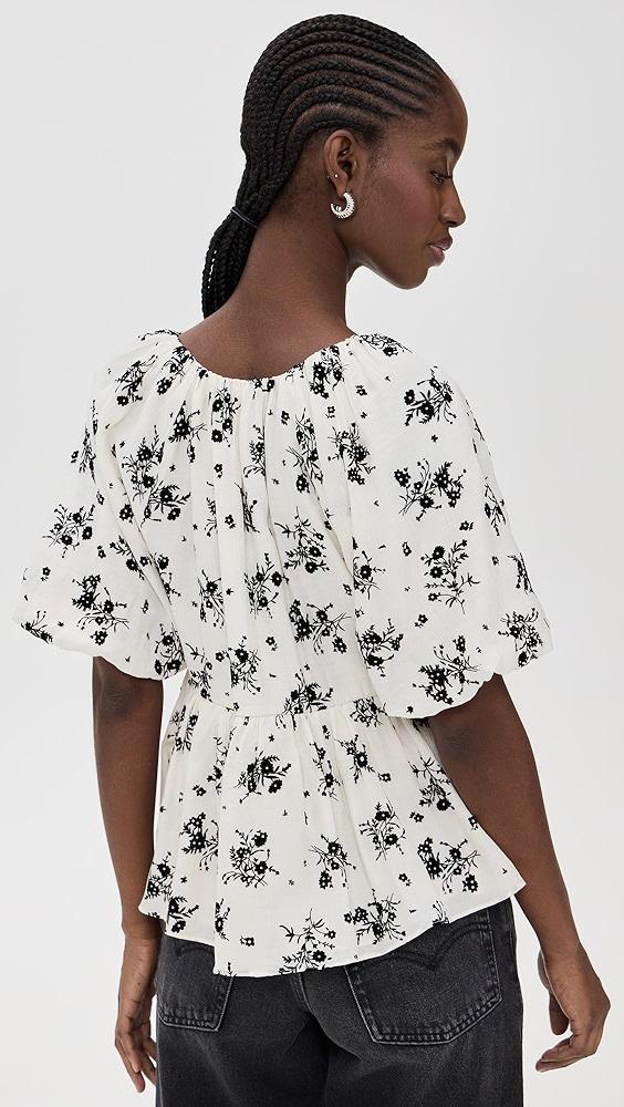 English Factory Flower Printed Puff Sleeve Top | Shopbop Product Image