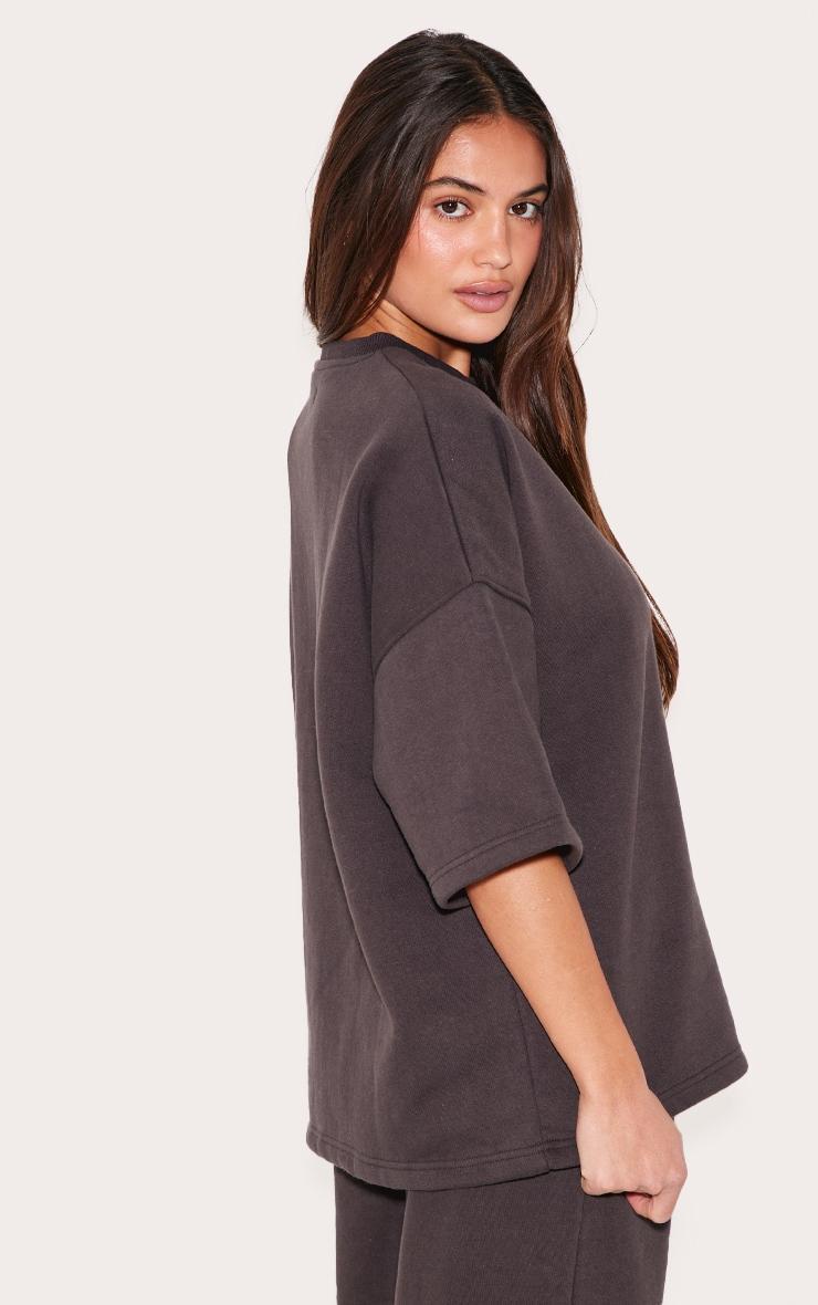  Charcoal Premium Oversized Boxy Short Sleeve Sweatshirt Product Image