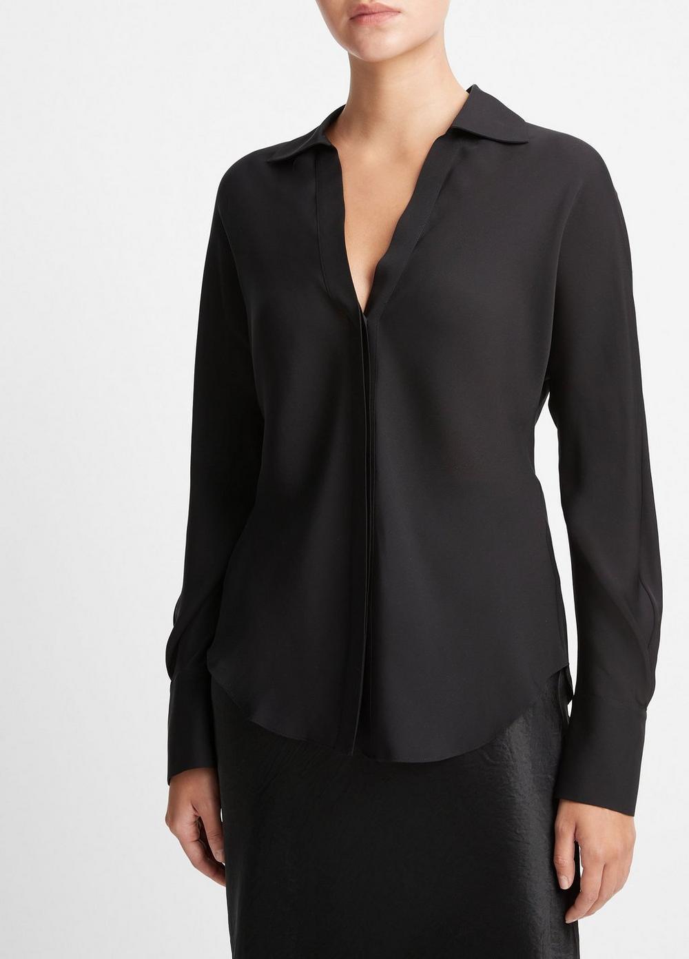 Womens Silk Bias Dolman-Sleeve Shirt, Black, Size XS Vince Product Image