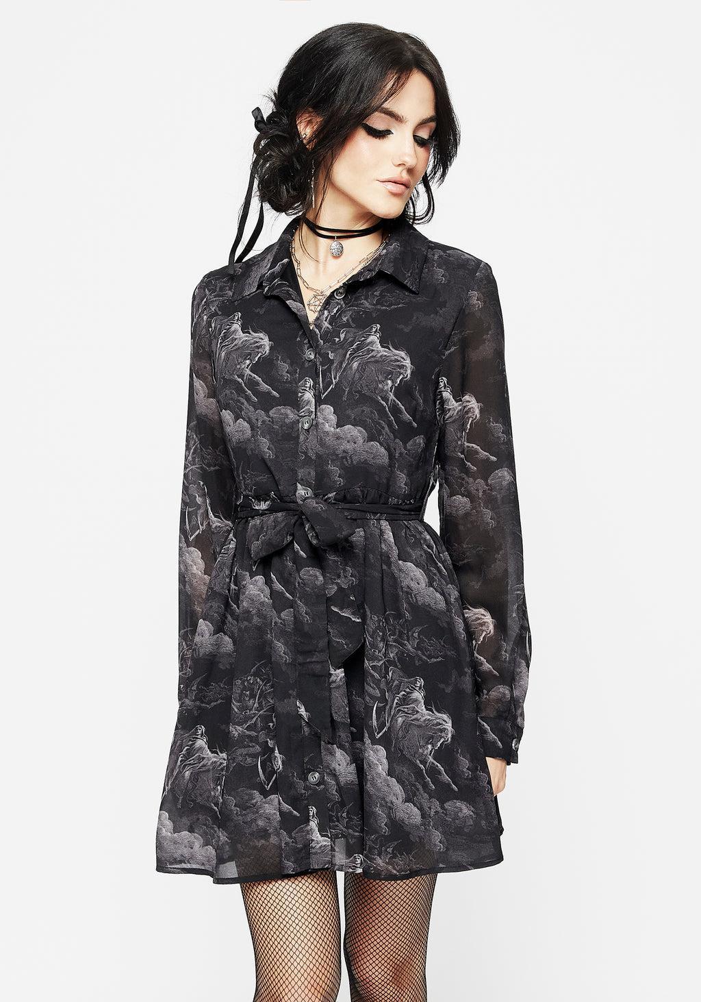 Revelation Chiffon Mini Shirt Dress Product Image