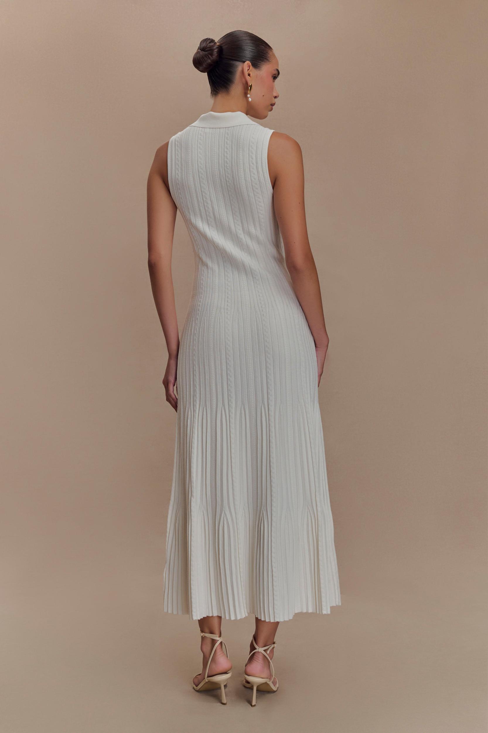 Margie Sleeveless Knit Midi Dress - White Product Image