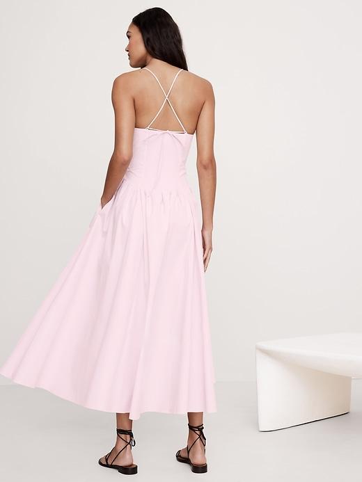 Stretch-Cotton Poplin Long Midi Dress Product Image