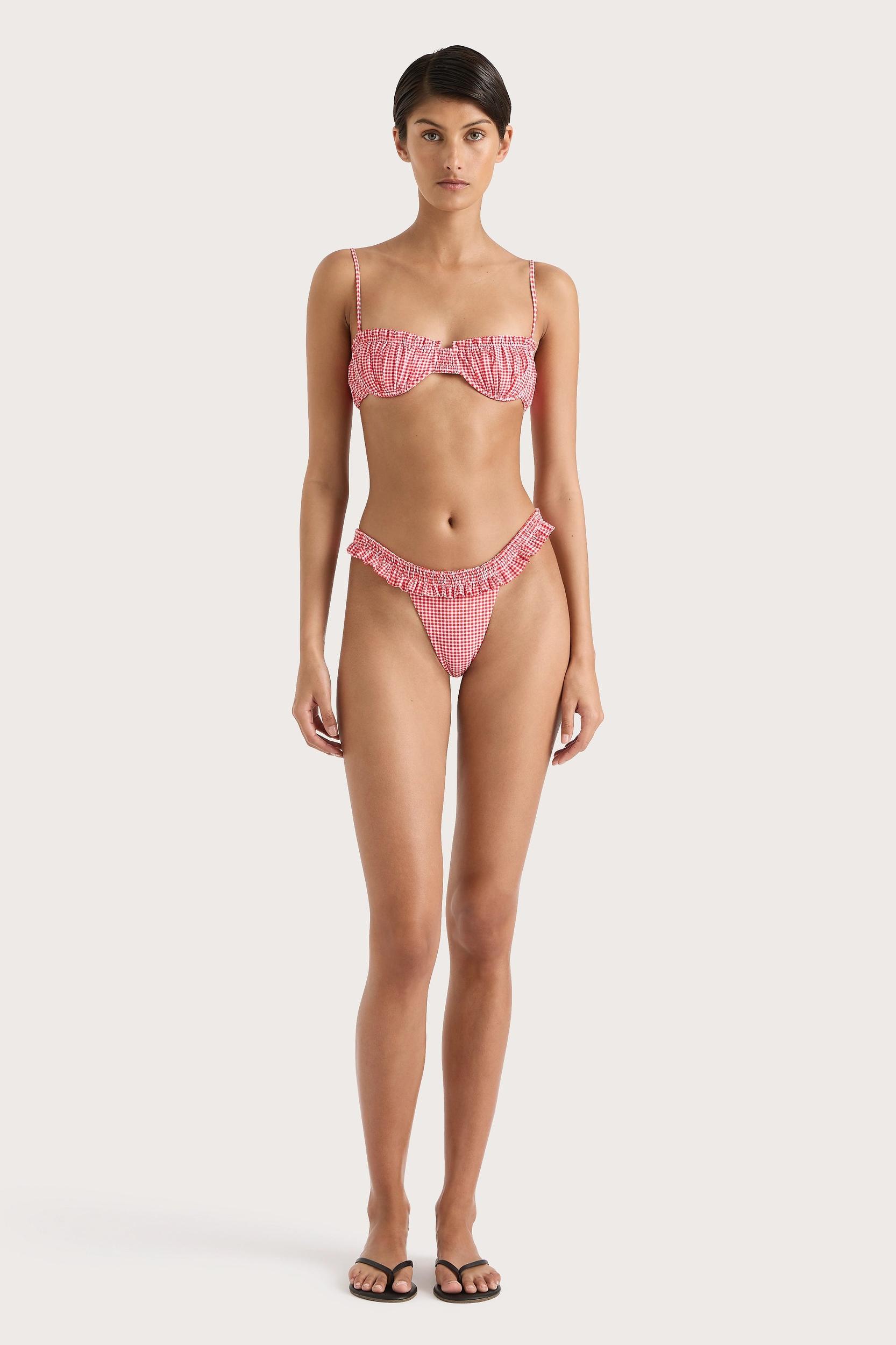 Esterel Bikini Top Gingham Red - Final Sale Product Image