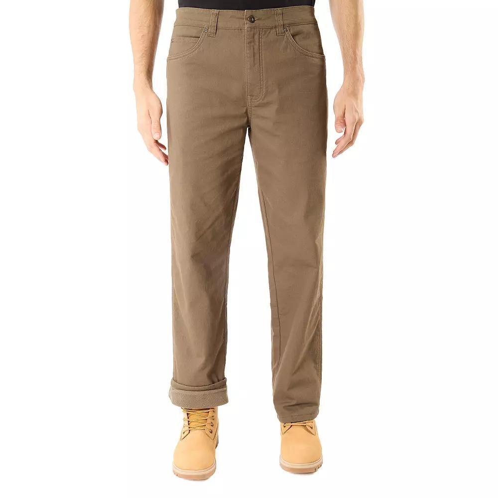 Men's Smith's Workwear Stretch Fleece-Lined Canvas 5-Pocket Pants, Size: 42X30, Green Product Image