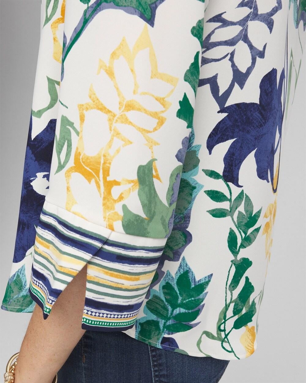 Mixed Print Mock V-Neck Top Product Image