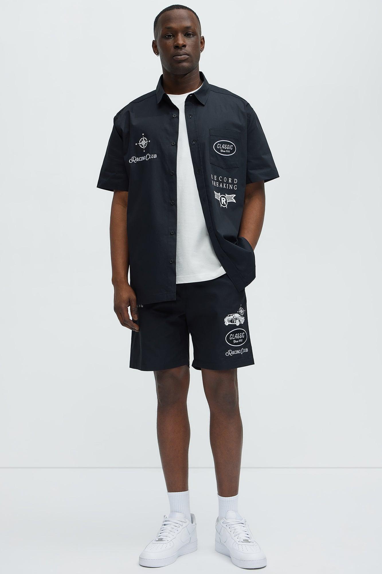 Racing Club Relaxed Drawstring Shorts - Black Product Image
