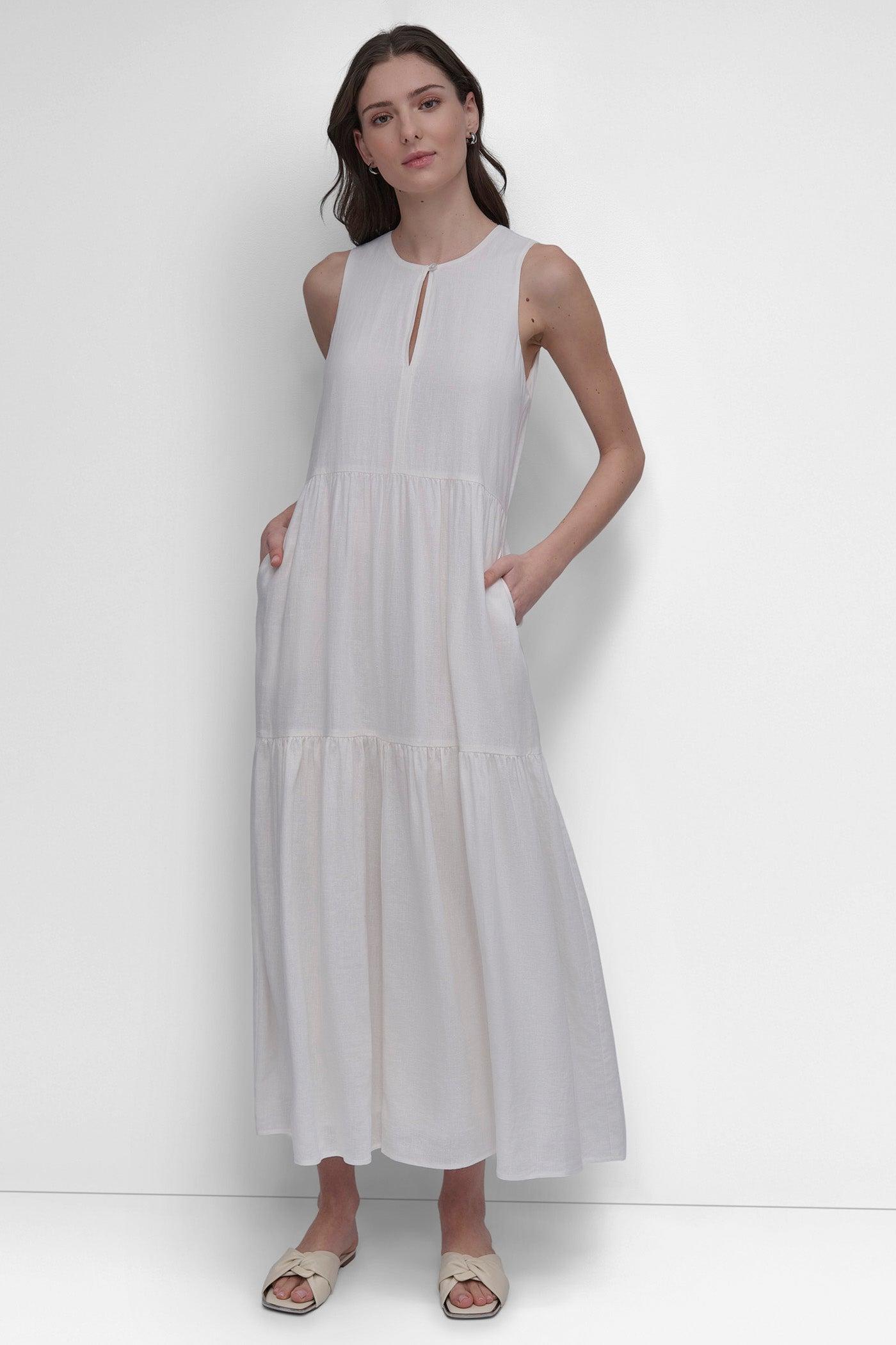 LINEN SLEEVELESS TIERED MAXI Product Image