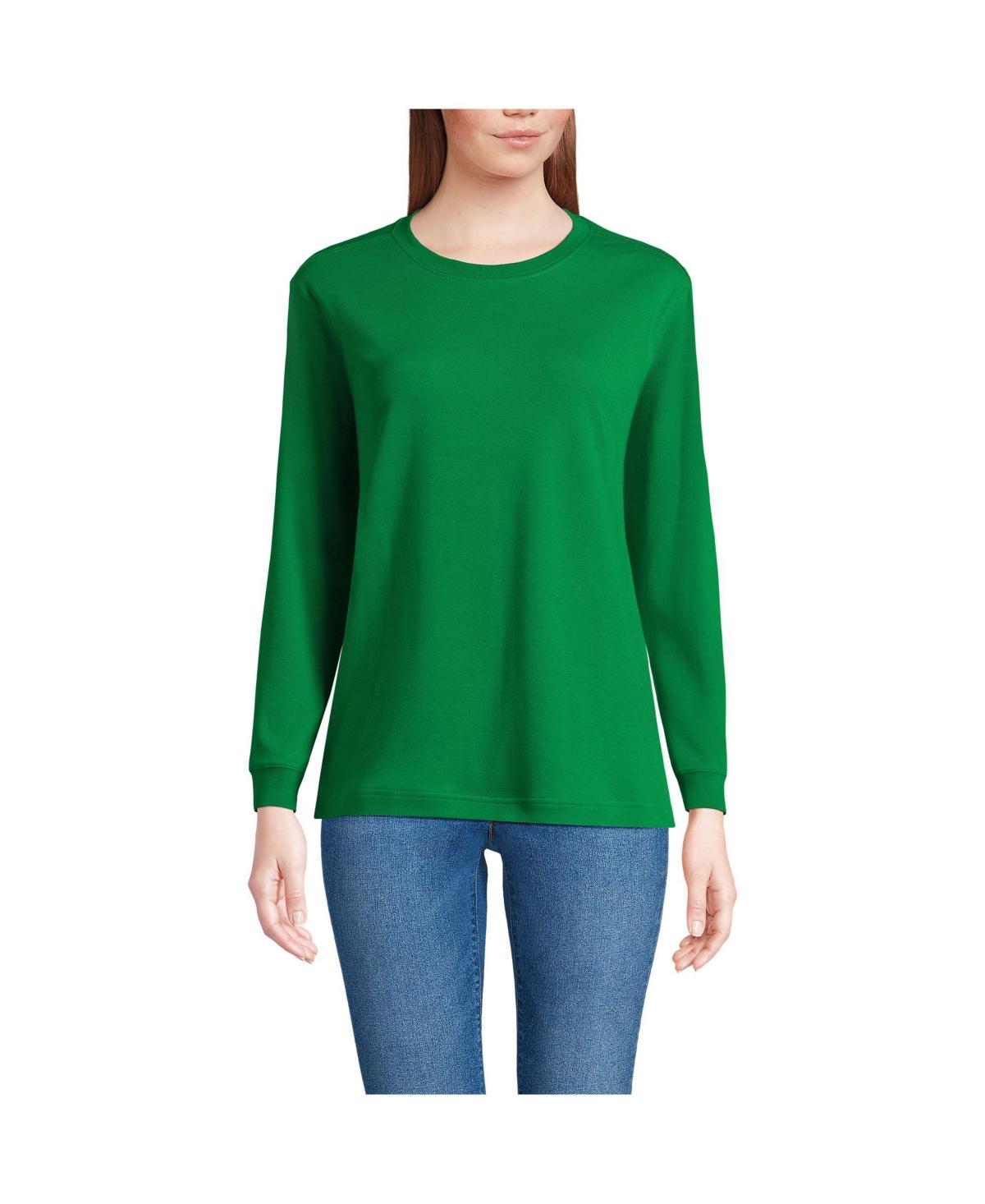 Womens Lands End Relaxed Long Sleeve Crewneck Top Gray Grey Product Image