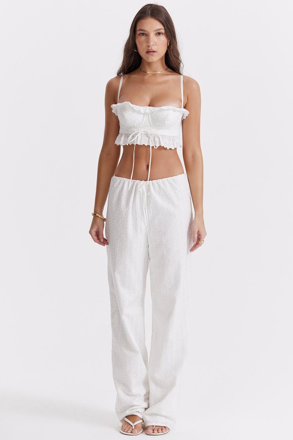 Frankie  white broderie anglais trousers Product Image