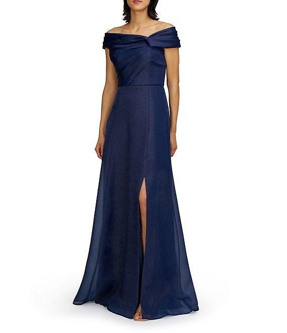 JS Collections Off The Shoulder Pleated Bodice Organza Aline Gown Product Image