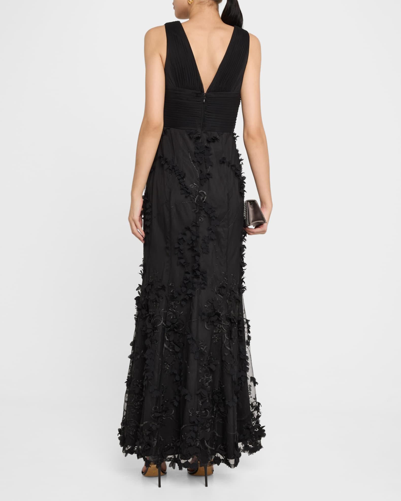 Embroidered Floral Applique Gown Product Image