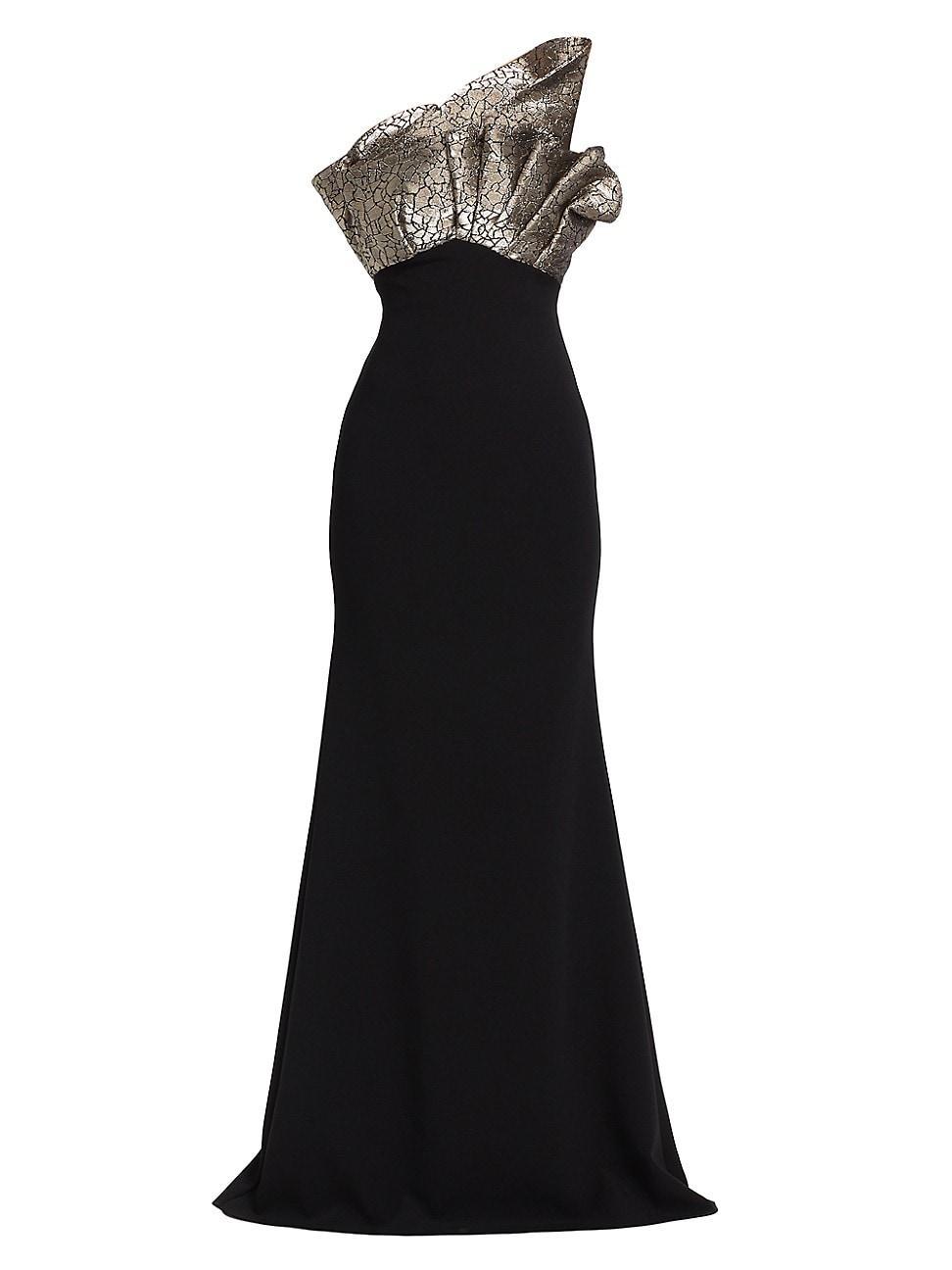 Womens Brocade & Crepe Strapless Gown Product Image