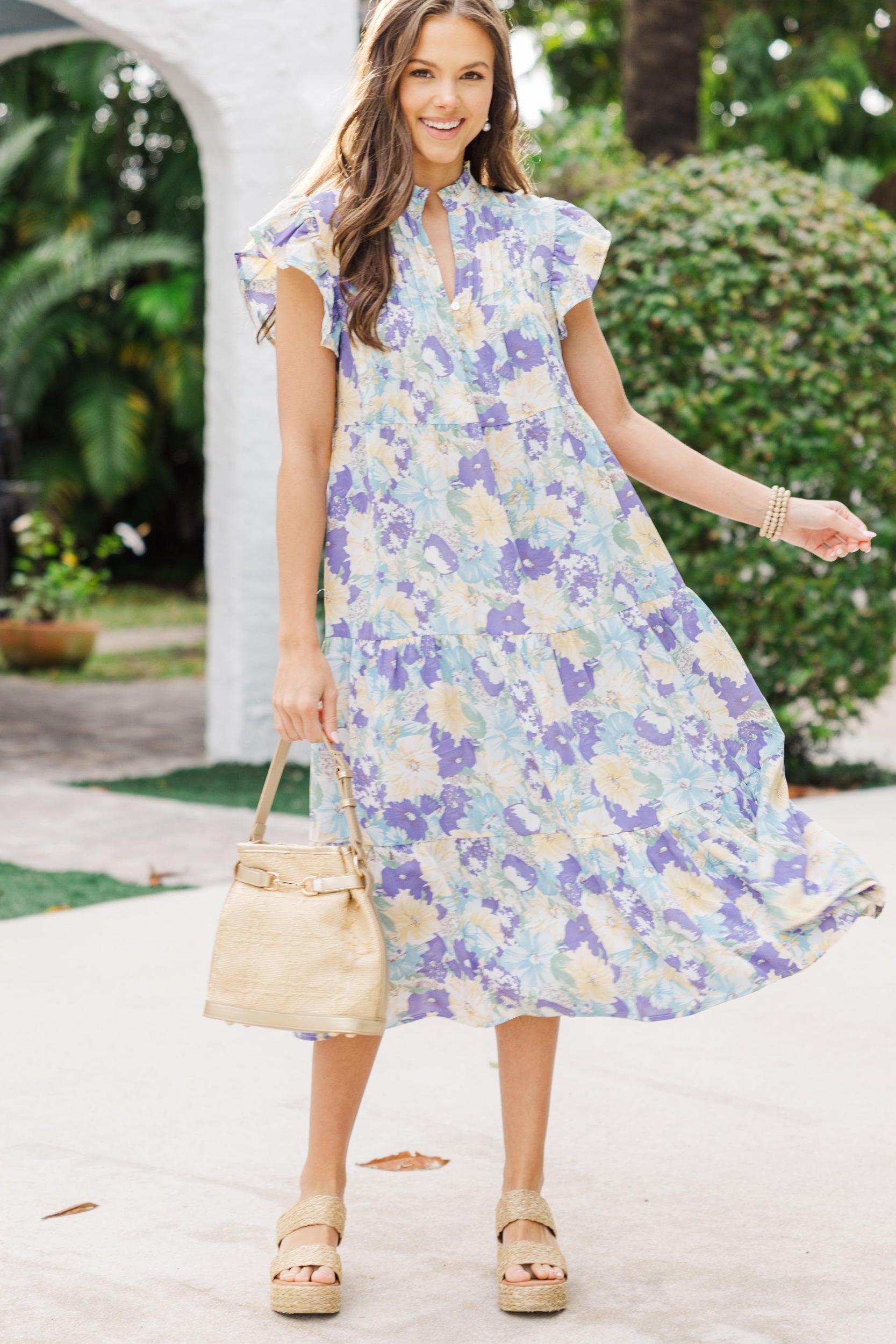 Real Love Yellow Floral Midi Dress Female Product Image