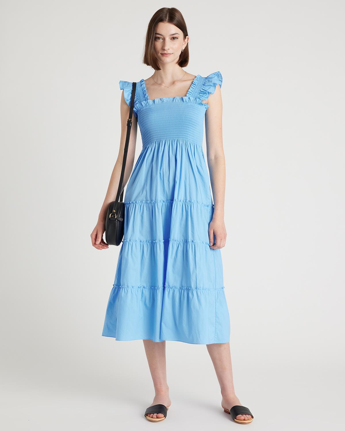 Quince | Women's Smocked Midi Dress Organic Cotton Product Image