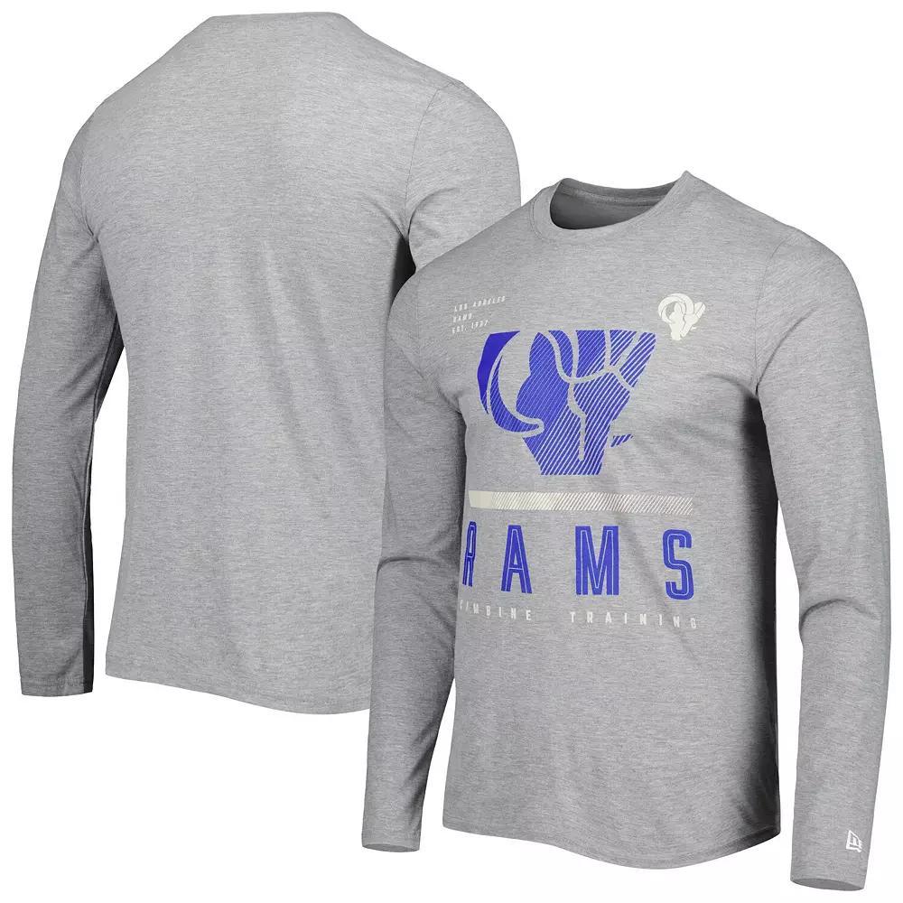 Men's New Era Heathered Gray Los Angeles Rams Combine Authentic Red Zone Long Sleeve T-Shirt, Size: XL, Grey Product Image