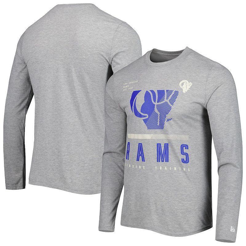 Men's New Era Heathered Gray Los Angeles Rams Combine Authentic Red Zone Long Sleeve T-Shirt, Size: XL, Grey Product Image