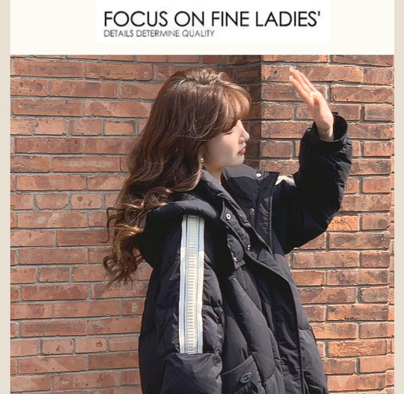 High Neck Two Tone Zip-Up Parka Product Image
