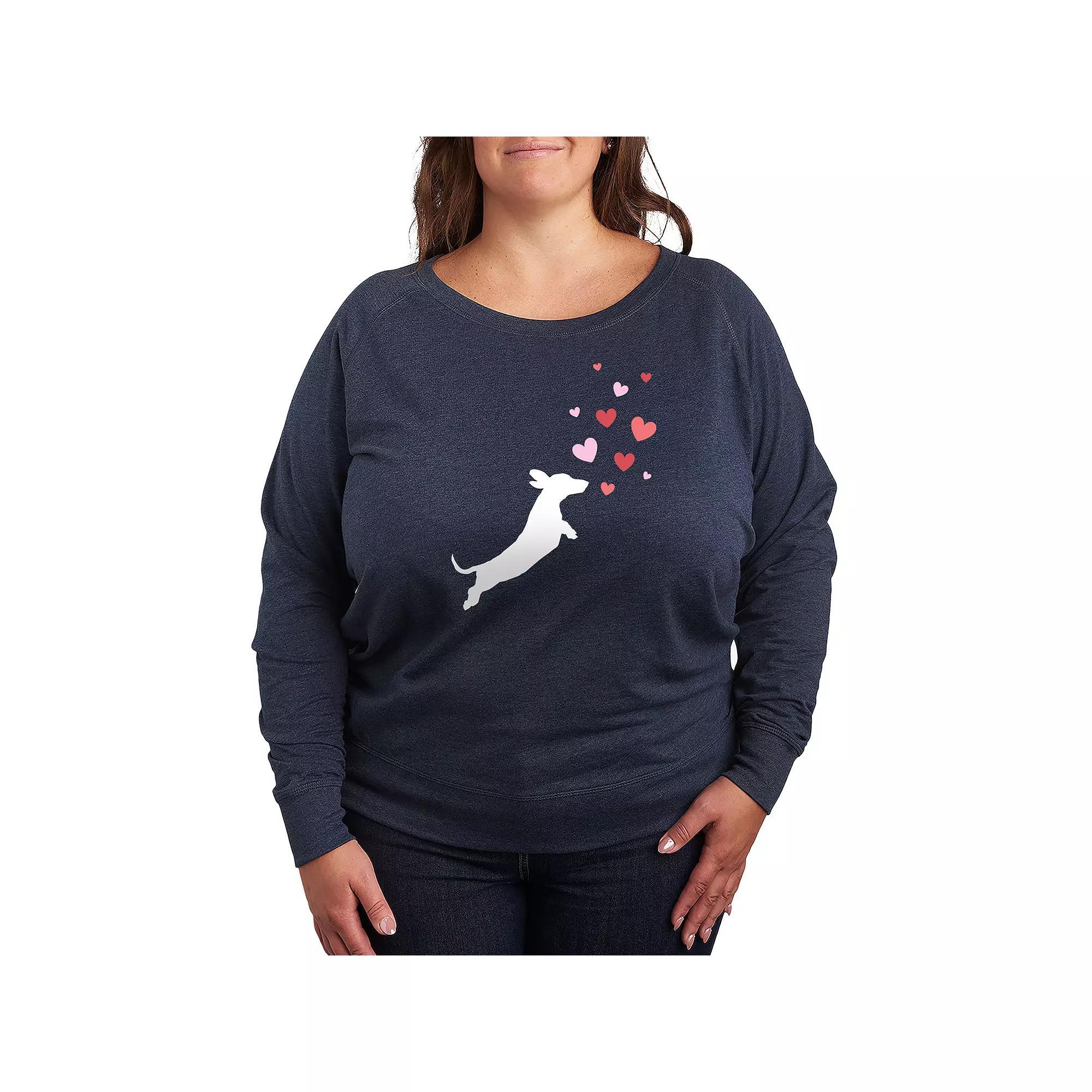 Plus Size Peanuts Snoopy Desert On Moon French Terry Long Sleeve Tee, Women's, Size: 1XL, Grey Indigo Product Image