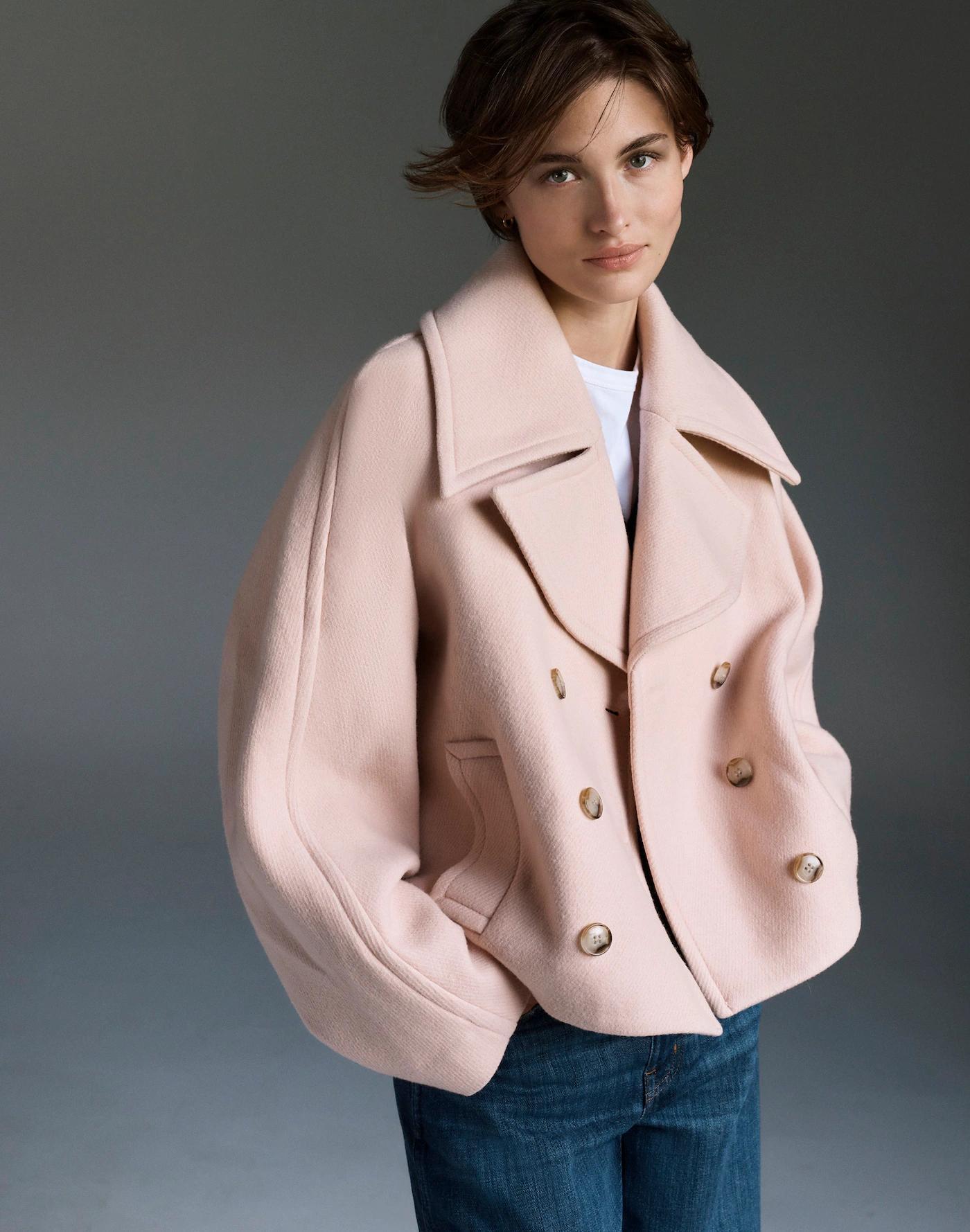 Oversized-Collar Short Peacoat Product Image