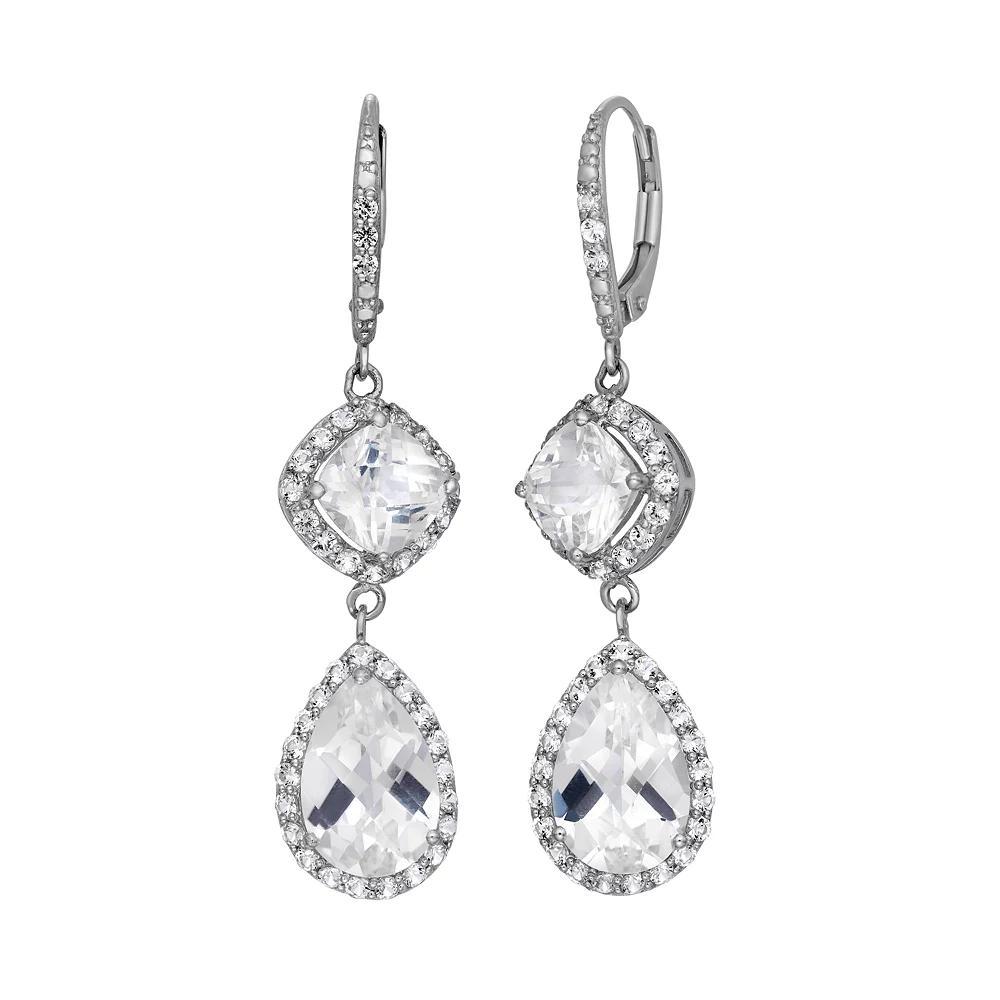 Lab-Created White Sapphire Sterling Silver Linear Drop Earrings, Women's Product Image