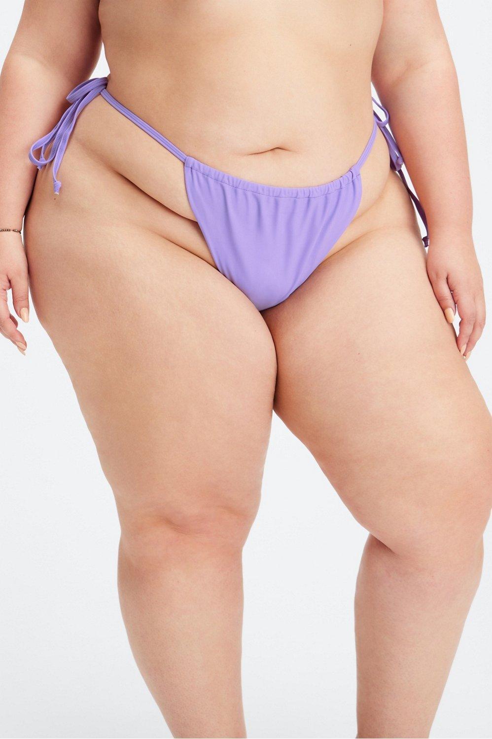 Fabletics High-Cut String Bikini Bottom Womens purple plus Size 3X Product Image