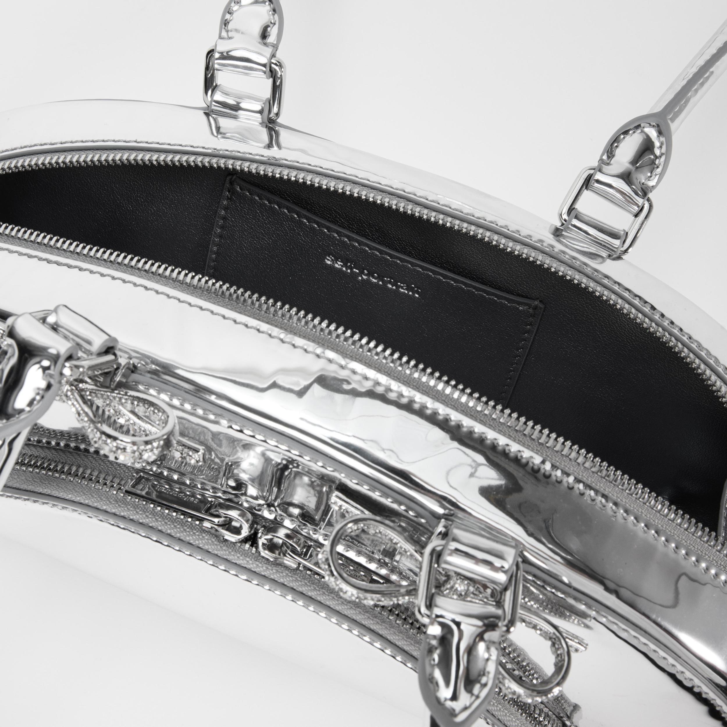 Silver Metallic Curved Shoulder Bag Product Image
