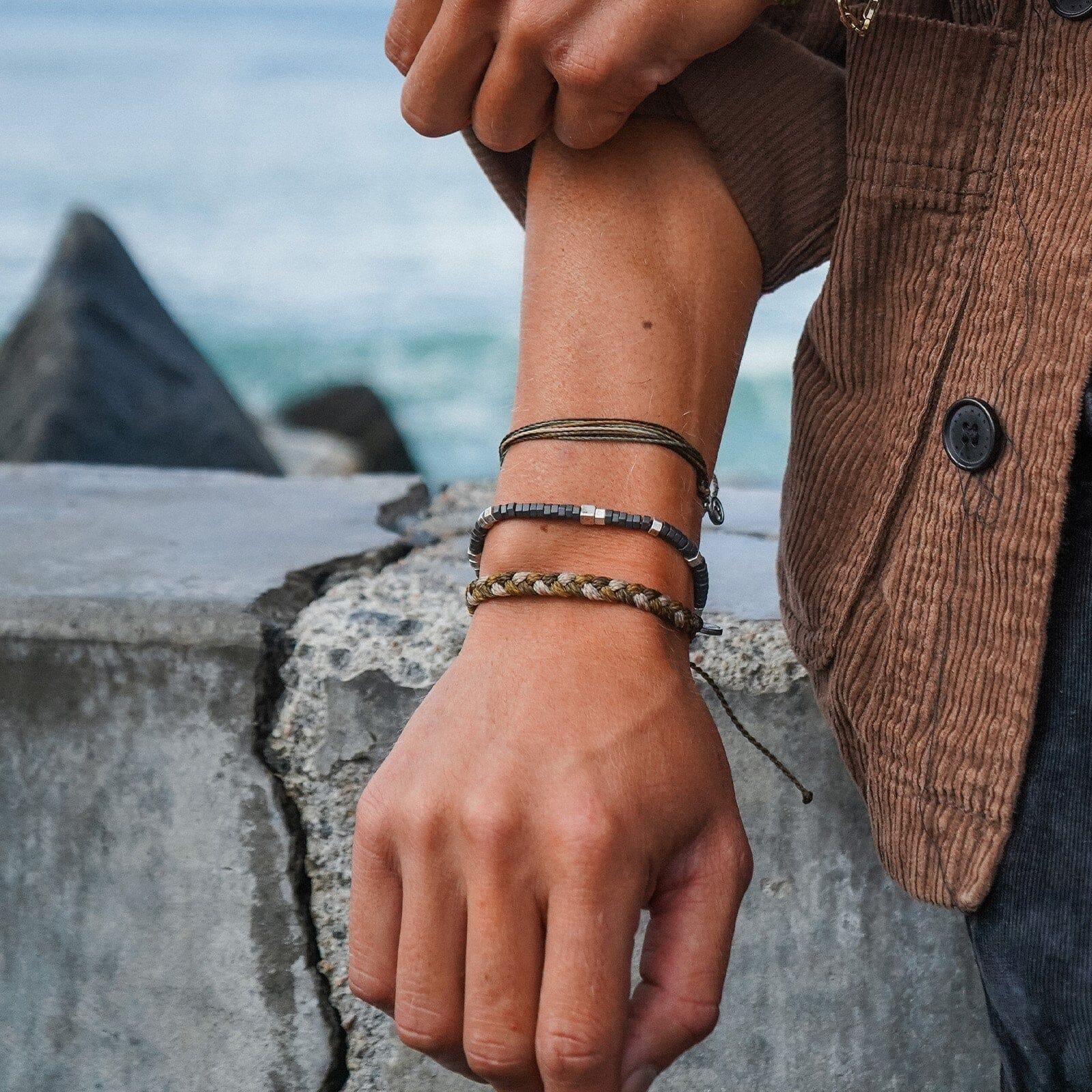 Men's Faceted Pyrite Stretch Bracelet Male Product Image