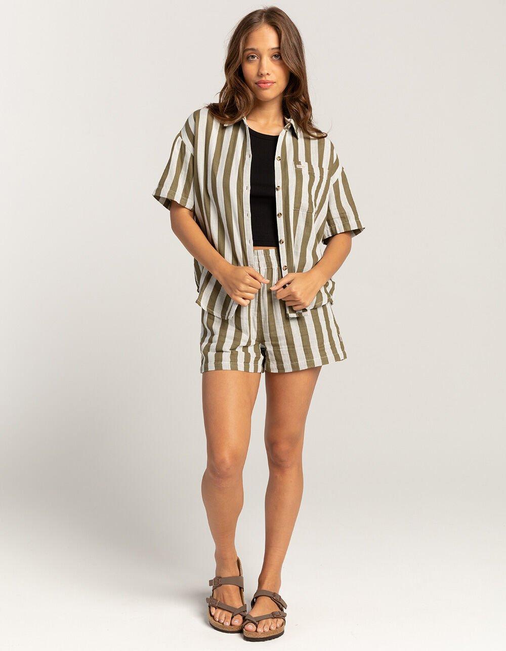 BRIXTON Mykonos Womens Pull On Shorts - OLIVE COMBO Product Image