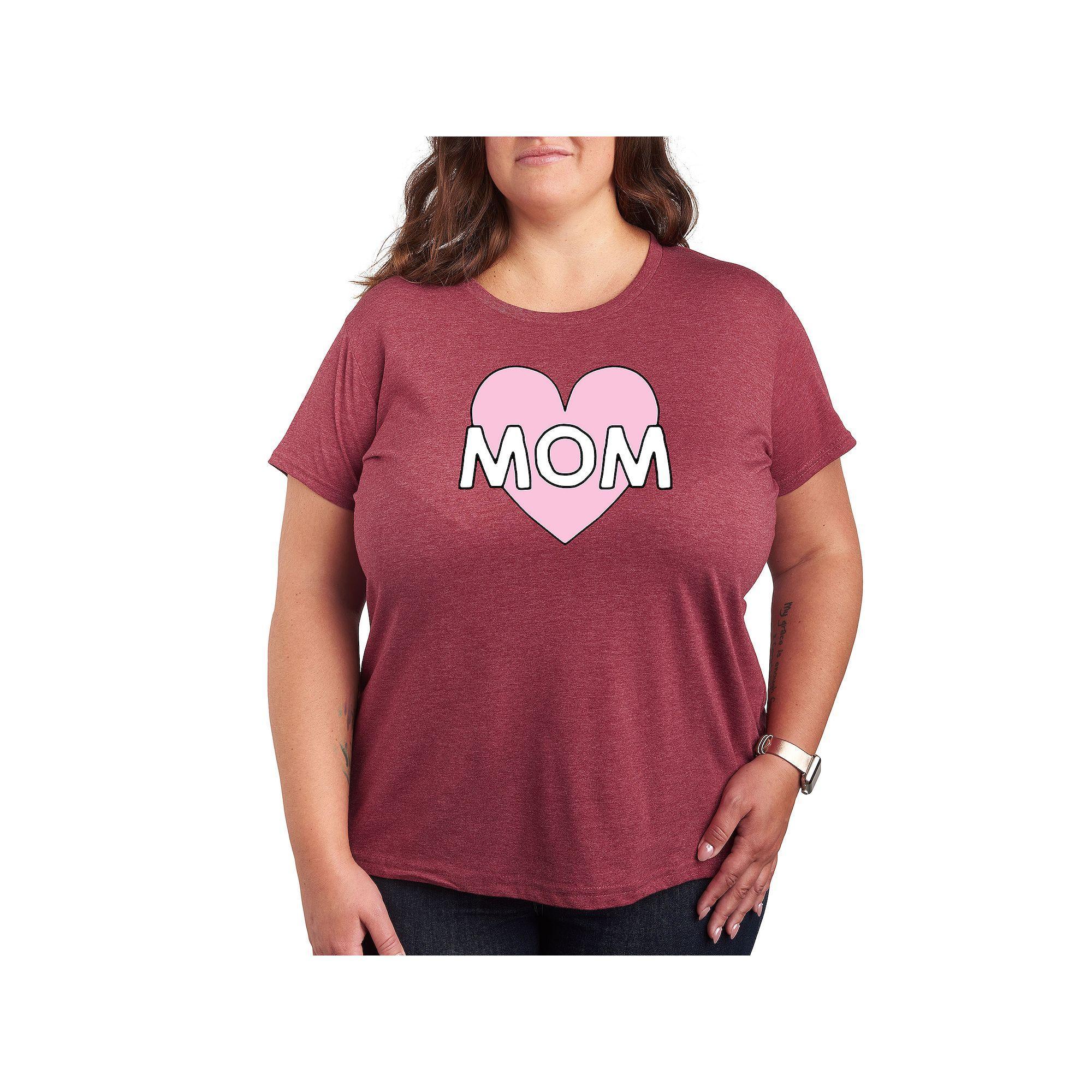 Plus Mom Heart Graphic Tee, Womens Grey Gray Product Image