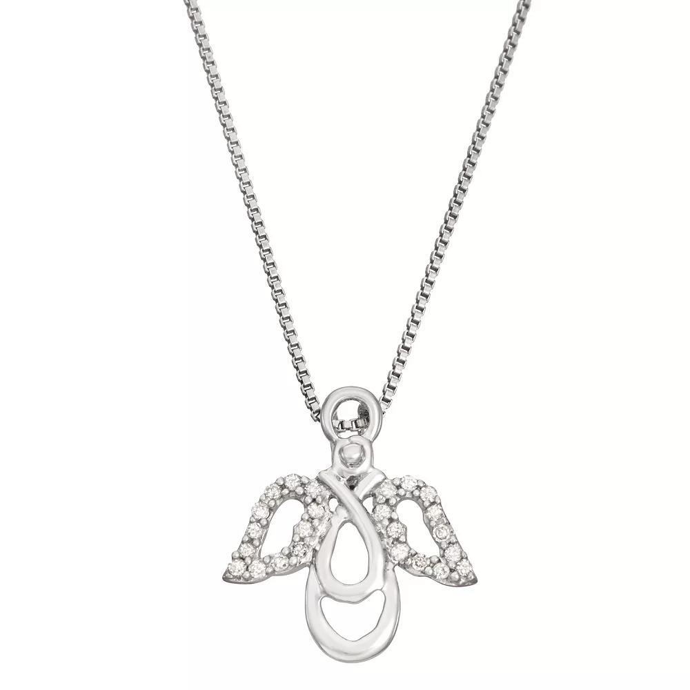 HDI Sterling Silver 1/10 Carat T.W. Angel Pendant Necklace, Women's, Size: 18" Product Image