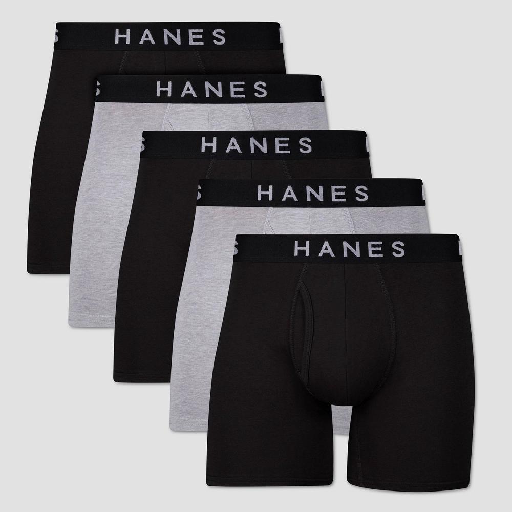 Hanes Premium Men's Boxer Briefs 5pk - Black XL: Tagless, Lightweight Cotton Blend, Full Waistband Elastic, Machine Washable Product Image