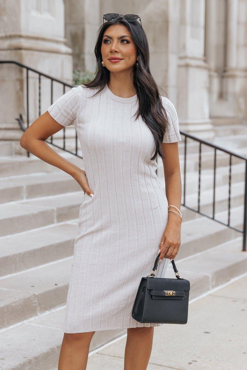 Light Grey Chenille Sweater Dress - FINAL SALE Female Product Image