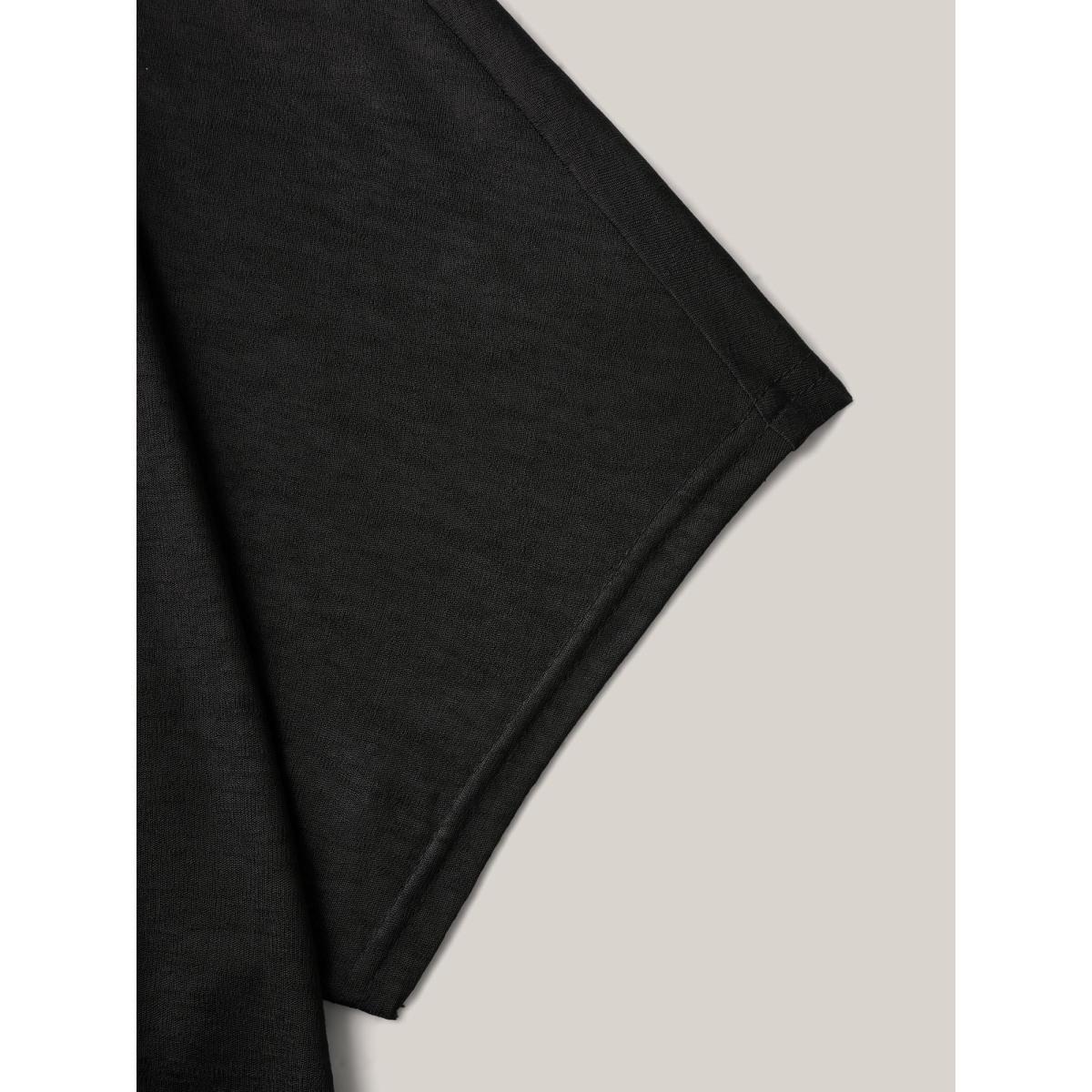 Plus Size Sheer Textured Open Front Kimono Women Black See through Loose Everyday-Elegant Kimonos BloomChic 14-16/1X Product Image