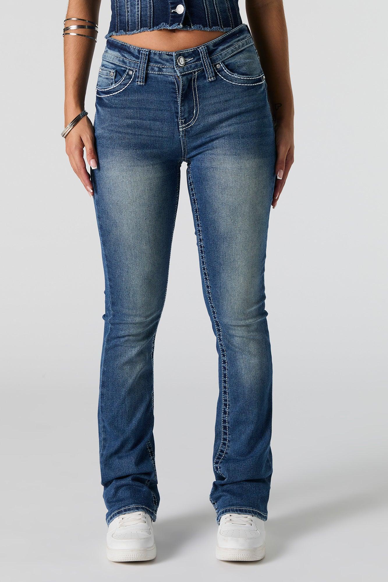 Embroidered Pocket Flare Jean Female Product Image